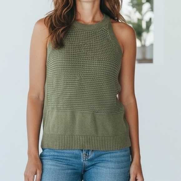 Calvin Klein Tops - Calvin Klein Olive Green Sleeveless Knit Top Size M